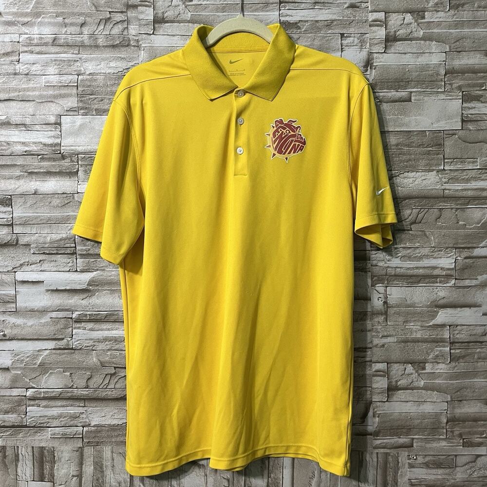 Nike Golf Polo Shirt Men’s Large Yellow Short Sleeve Performance Embroidered